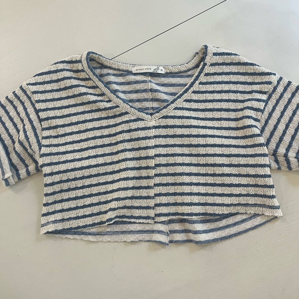 Altar'd State Blue and White Striped Shirt